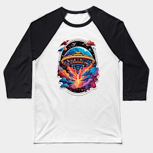 Alien Spaceship in The Clouds Baseball T-Shirt